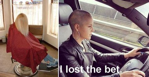 Lost the Bet got her Hair Cut .